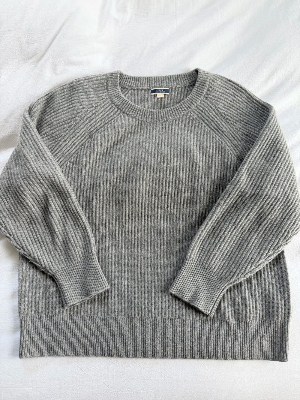 J.Crew Women’s Cashmere Ribbed Crewneck Sweater - Gray - Picture 3 of 5